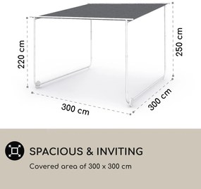 Blumfeldt Nantes, pergola, slnečná strieška, 3 x 3 m, polyester, oceľový rám, UV 50+, podlahové kolieska
