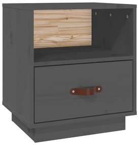 vidaXL Nočný stolík sivý 40x34x45 cm masívne borovicové drevo