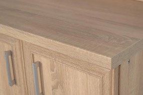 Kredenc II Ramiak 160 s osvetlením, sonoma (sklo hranaté , paula, doska sonoma)