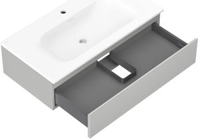 Mexen Orio, kúpeľňová skrinka 90 cm s umývadlom Vela, 1 zásuvka, šedá matná/biela matná, 91A10-09023-1-BF62-W23M01