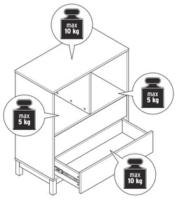 Vysoká komoda s 2 zásuvkami