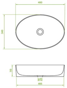 Laveo Desna, umývadlo na dosku 480x340x110 mm, biela lesklá, LAV-VUD_6248