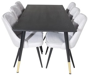 Dipp Velvet Lyx II stolová súprava čierna/sivá