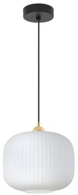 Závesné svietidlo Riffle 3, 1x biele sklenené tienidlo, b/g
