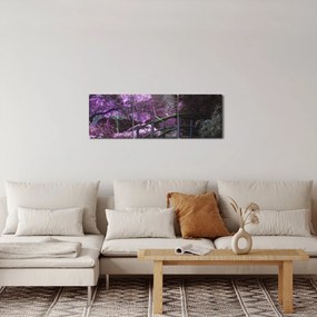 Obraz - fialové stromy (s hodinami) (90x30 cm)