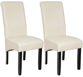 tectake 401295 2 jedálenské stoličky ergonomické, masívne drevo - krémová