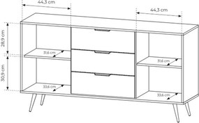 Komoda Flaro 153 cm so zásuvkami - dub dunin