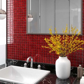 Mozaikové dlaždice 22 ks, červené 30x30 cm, sklo
