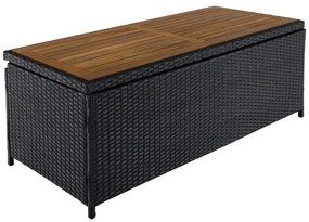 Záhradný úložný box/lavička,čierna/prírodná/krémová, BEMUS