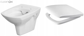 Cersanit Carina Clean On, závesná wc misa + antibakteriálne toaletné sedátko z duroplastu, set 548, biela, K701-033