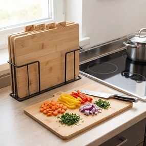 Orion Set 4 ks bambusových dosiek v praktickom stojane