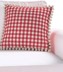 Viera s brmbolcami farba produktu červená látka vzorované