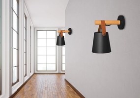 Toolight - Kovová nástenná lampa s čiernym pásikom 1xE27 60W APP466-1W , čierna-hnedá, OSW-00902
