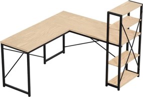 Rohový pracovný stôl s policami Leader 5.9 Dub Craft / čierny