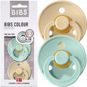 Kaučukové cumlíky BIBS Colour 6m+ 2ks Farba: béžová-tyrkysová