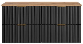 Závesná skrinka pod umývadlo Casad s doskou 120 cm čierna/dub wotan