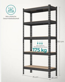 Set 2 regálov GLR302B01 čierny