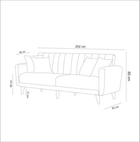 3-miestna pohovka Aqua 210 cm krémová