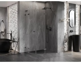 Mexen Lunar, L pravý polkruhový sprchový kút 80 x 70 cm, 8mm číre sklo, grafitový profil, 833L-080P-070L-95-00