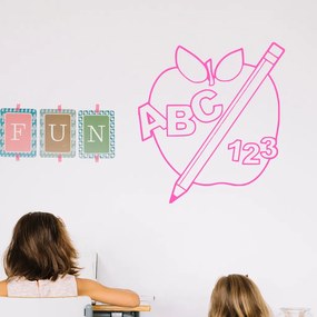 Veselá Stena Samolepka Jabĺčko s ceruzkou Farba: růžová, Veľkosť: 100 x 110 cm