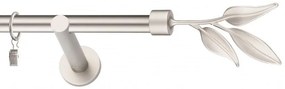 Dekorstudio Chrómová matná jednoradová garniža LIST 19mm Dĺžka: 420cm, Typ uchytenia: Držiak otvorený, Typ príslušenstva: Krúžky tiché so štipcami