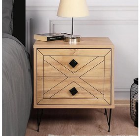 Nočný stolík LUNA 55x50 cm hnedá/čierna