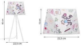 Detská stolná lampa Diamond, 1x biele textilné tienidlo so vzorom
