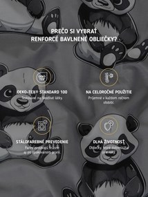 Bavlnené obliečky Renforcé - Panda 140 × 200 cm, 70 x 90 cm