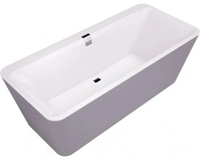 VILLEROY &amp; BOCH Squaro Edge 12 Excellence voľne stojaca vaňa z materiálu Quaryl (bez spoja medzi panelom a vaňou), odtok v strede, s napúšťaním cez prepad, 1800 x 800 x 620 mm, Colour on Demand, Stone White, UBQ180SQE9T2BCV-RW
