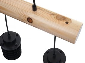 Závesné svietidlo H83 industrial, klietka 3 74208 - kov / drevo - Čierna