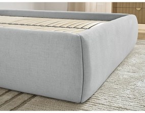 Svetlosivá čalúnená dvojlôžková posteľ s úložným priestorom/bez čela s roštom 180x200 cm Inera – Bobochic Paris