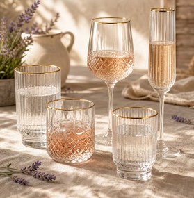 Elegantný pohár na vodu so zlatým okrajom - Ø 8*10 cm / 320 ml