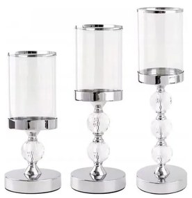 Súprava 3 svietnikov v lesklom chróme