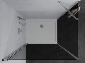 Mexen Pretoria, sprchovací kút 80 (dvere) x 100 (stena) cm, 6mm šedé sklo, chrómový profil + biela sprchová vanička, 852-080-100-01-40-4010