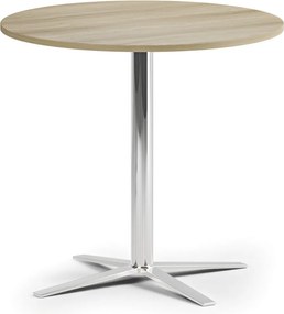 Konferenčný stolík AURA, priemer 60 cm, chróm podnož, dub prírodný