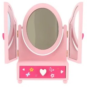 Teddies Zrkadlo šperkovnica Princess 3-dielne zásuvka drevo 16x25x8cm v krabici