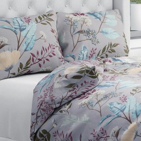 Biante Bavlnené posteľné obliečky Sandra SA-621 Jesenné vetvičky na modrosivom Predĺžené 140x220 a 70x90 cm