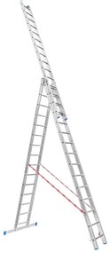 Hliníkový trojdielny výsuvný rebrík VENBOS PROFI, 3x15 priečok, 9,79 m