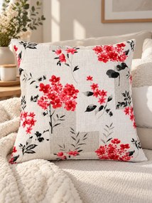 INTERMEDIC SK Bavlnená obliečka na vankúš Červené kvietky 40x40 cm, 100 % bavlna, zips