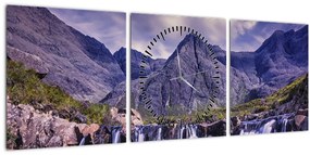 Obraz vodopádov (s hodinami) (90x30 cm)