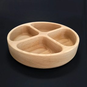 AMADEA Drevená miska guľatá, delená, masívne drevo, 20x4,5 cm