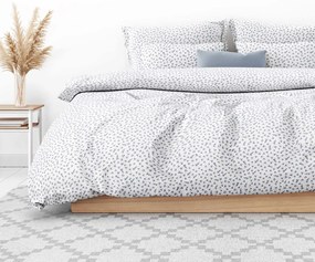 Goldea bavlnené posteľné obliečky - sivomodré kvítí na bielom 140 x 200 a 70 x 90 cm