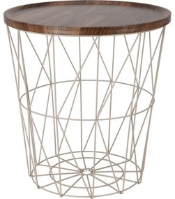 Odkladací drôtený stolík s MDF doskou 37 x 39 cm, béžovÁ