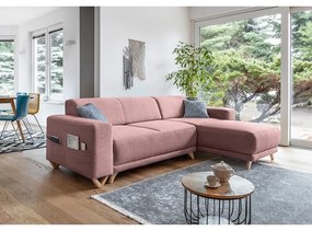 Ružová rozkladacia/s úložným priestorom rohová pohovka Classy Sophie – Miuform