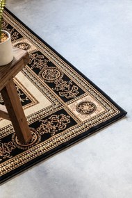 Hanse Home, Kusový koberec Herat 105989 Black Cream, 80x120, čierna, chodba / predsieň