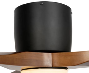 Stropný ventilátor čierny s drevom 131,5 cm vrátane LED stmievateľný s diaľkovým ovládaním - Jerri