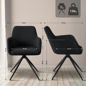 Jedálenská stolička Olema látka cord - čierna