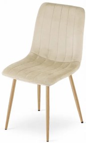 Set štyroch jedálenských stoličiek LAVA zamatové svetlobéžové / drevené nohy (4 ks)