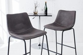 Dizajnová barová stolička DJANGO vintage šedá s kovovým rámom