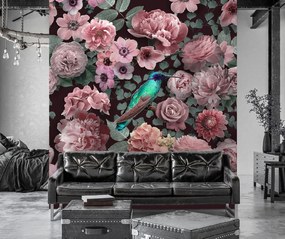 Gario Fototapeta Kvety ruže ružové vtáky príroda - Andrea Haase Materiál: Vliesová, Rozmery: 250 x 250 cm